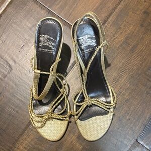 Burberry Gold Strappy Heels